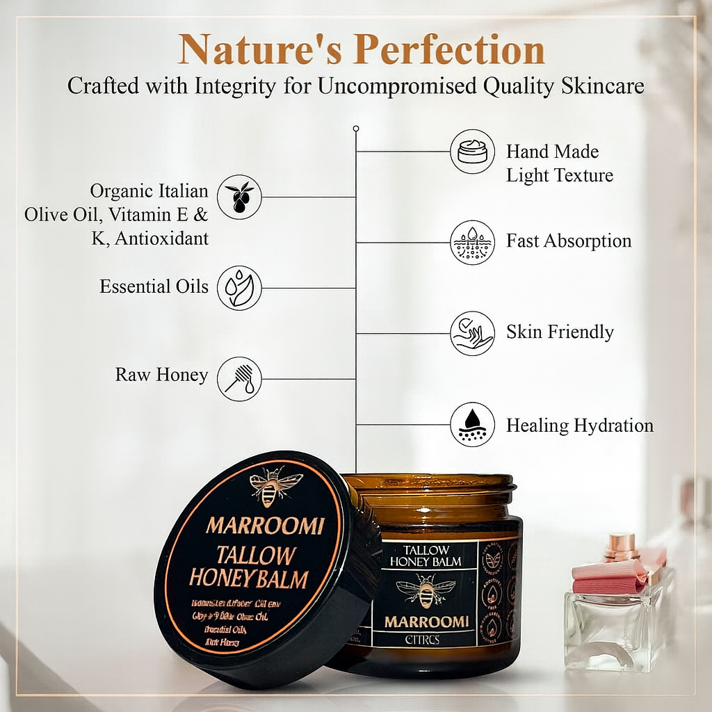 Organic Grass-Fed Beef Tallow Balm With Raw Honey